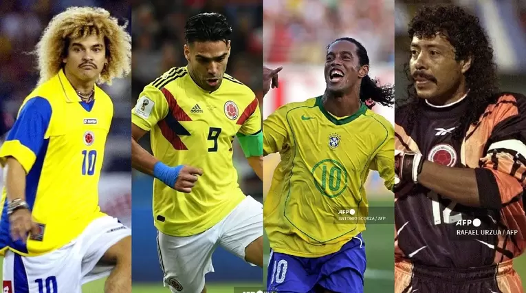 Falcao, Valderrama, Higuita y Ronaldinho