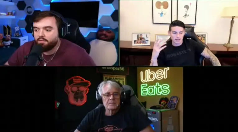 James Rodríguez en una transmisión de Twitch con Ibaí Llanos