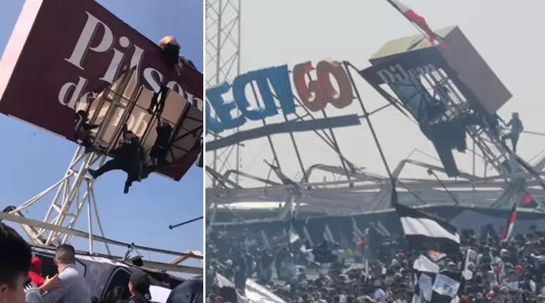 hinchas de Colo Colo colapsan techo del estadio