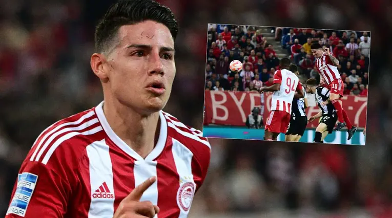 Primer gol de James Rodríguez con el Olympiacos