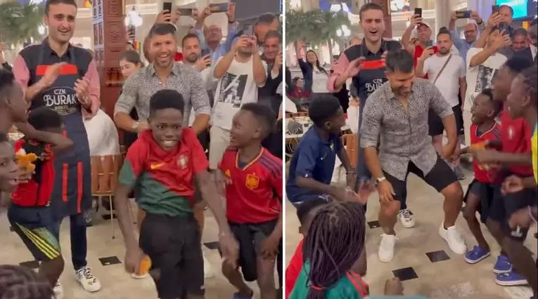 El baile de Agüero con los niños africanos que es furor en redes