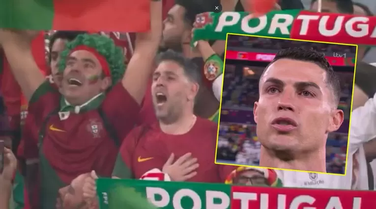 Cristiano Ronaldo llora mientras canta el himno de Portugal en el Mundial de Qatar