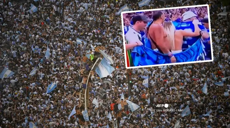 Hincha argentina que se quitó la camiseta