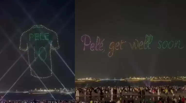 Homenaje a Pelé con drones