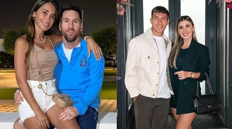 Messi y Lisandro Martínez con sus esposas