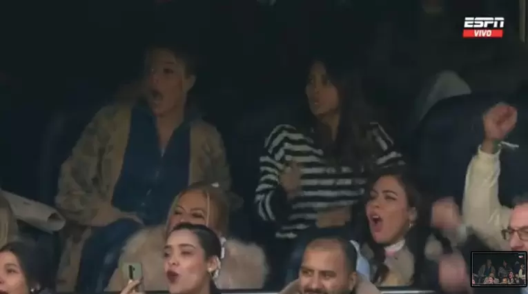 Antonella Rocusso celebrando el gol de Messi ante Lille