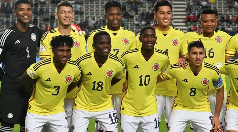 La Selección Colombia en el partido ante Japón del Mundial sub 20 de Argentina