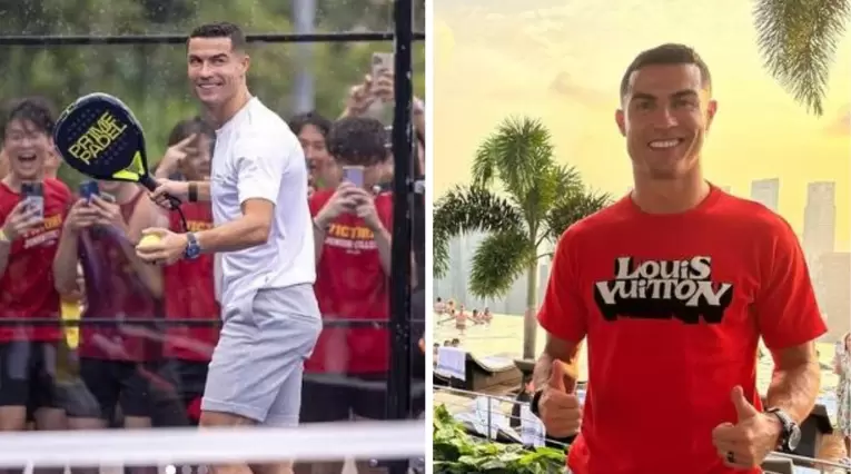 Cristiano Ronaldo jugando al pádel en Singapur