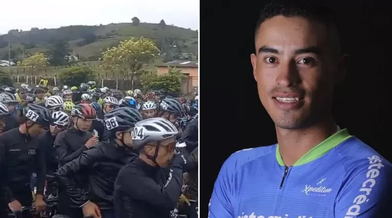El homenaje del pelotón de la Vuelta a Colombia para Germán Chaves