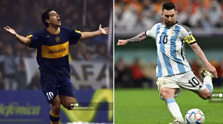 Juan Román Riquelme y Lionel Messi
