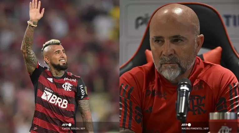 Arturo Vidal Jorge Sampaoli - Flamengo