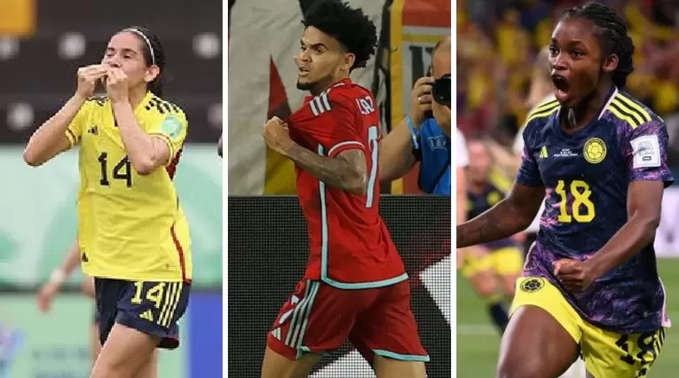 Jugadores de la selección Colombia enfrentando a Alemania
