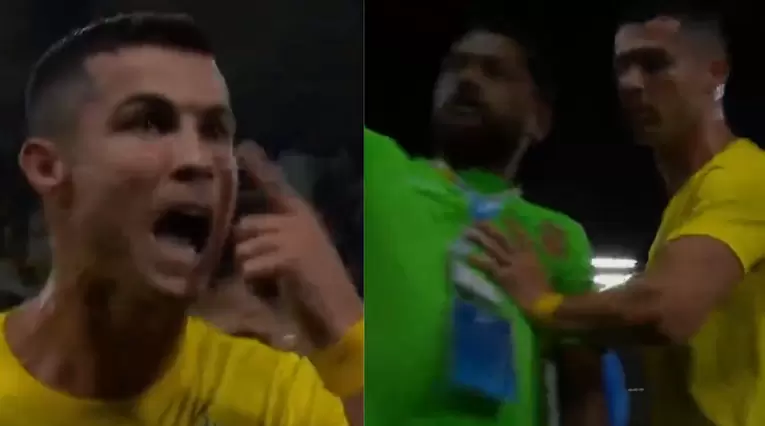Cristiano Ronaldo empujón en partido de Al Nassr