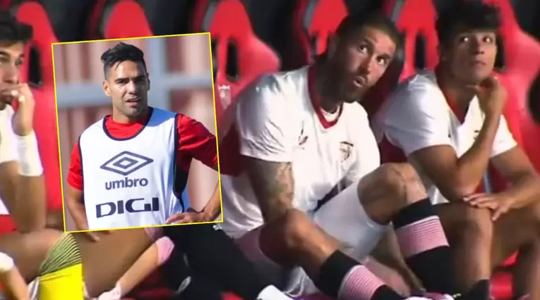 Sergio Ramos reacciona al encontrarse con Falcao