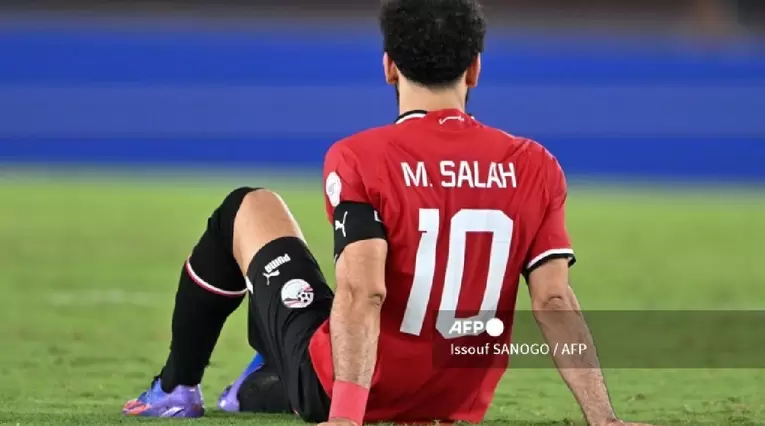 Mohammed Salah en el partido entre Egipto y Ghana por Copa de África