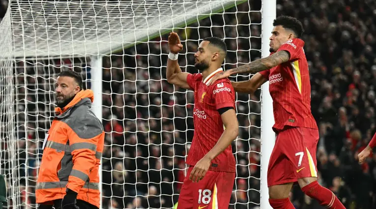 Luis Díaz y Cody Gakpo en festejo