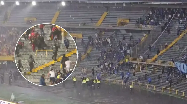 Video pelea hinchas de Millonarios y América en El Campín; así empezó