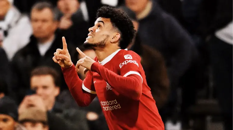 Luis Díaz celebrando con Liverpool