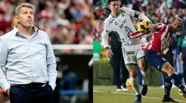 Óscar García y James Rodríguez en el León vs Chivas