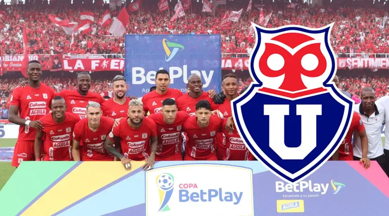 América de Cali y escudo de Universidad de Chile