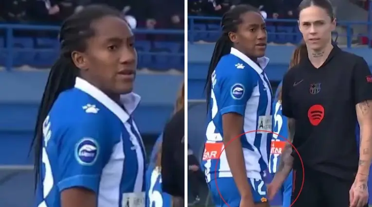 Agresión de Mapi León, jugadora del Barcelona, a la colombiana Daniela Caracas