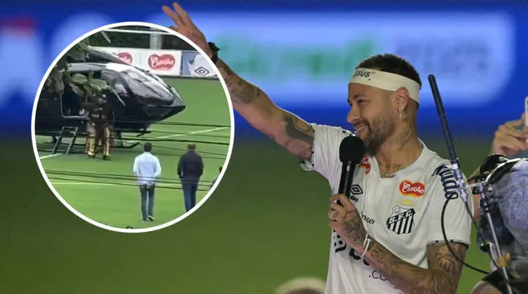 Neymar en su primer entrenamiento con Santos
