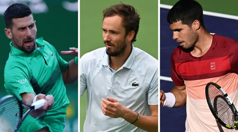 Novak Djokovic, Medvedev y Carlos Alcaraz