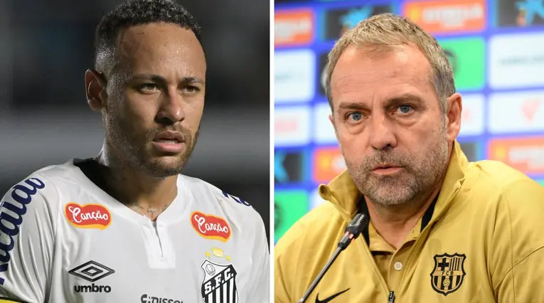 Neymar y Hansi Flick, técnico de Barcelona