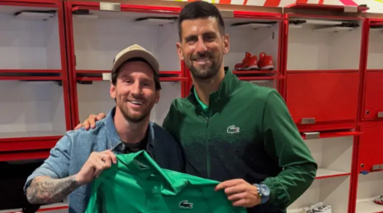 Lionel Messi estuvo presente en el partido de Djokovic en el Miami Open 
