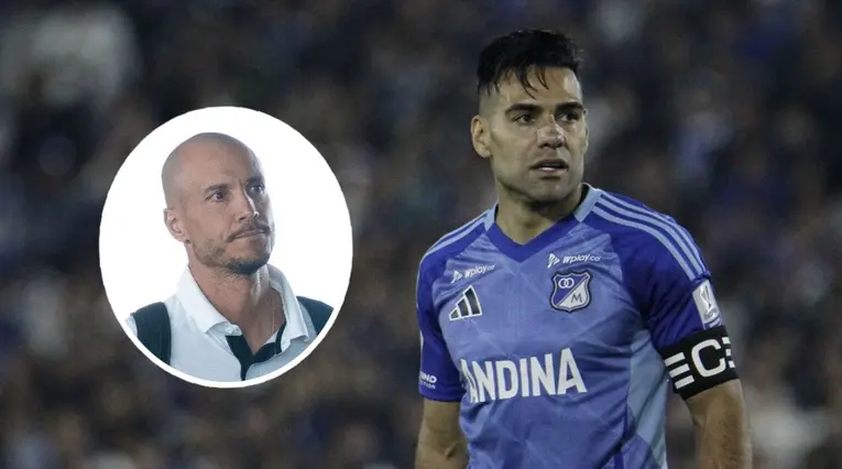 David González y Radamel Falcao, técnico y jugador de Millonarios, respectivamente