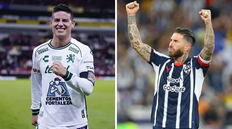 James Rodríguez y Sergio Ramos, futbolistas