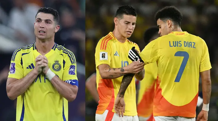 Cristiano Ronaldo, James Rodríguez y Luis Díaz