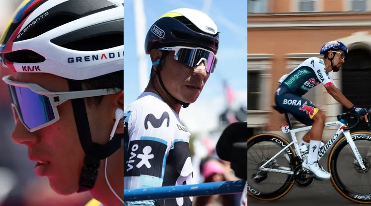 Egan Bernal, Nairo Quintana y Daniel Felipe Martínez en el Giro de Italia