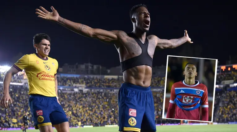 Cristian Borja celebrando un gol con América por Liga MX