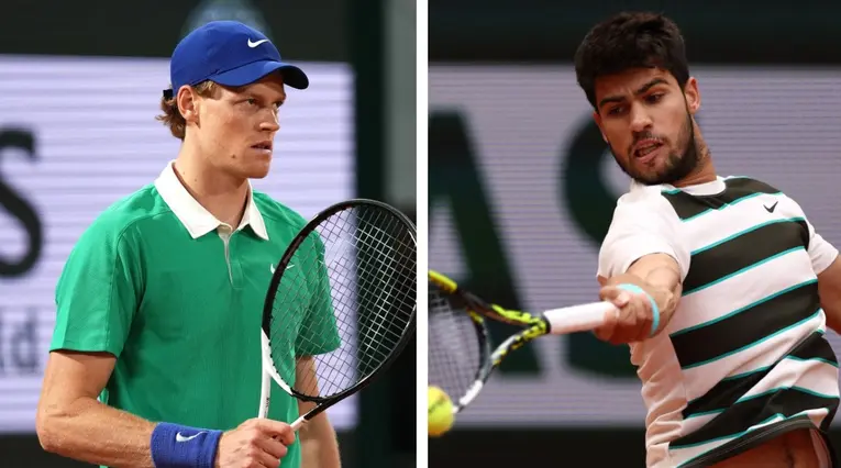 Jannik Sinner y Carlos Alcaraz, tenistas