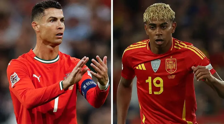 Cristiano Ronaldo y Lamine Yamal