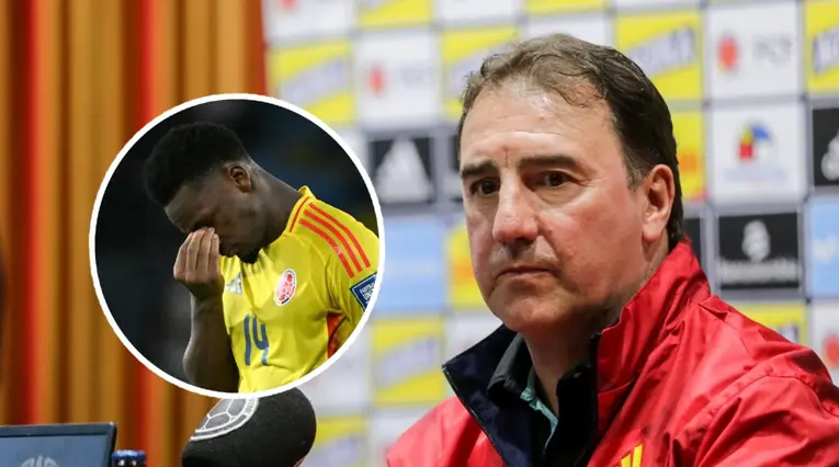 Jhon Durán y Néstor Lorenzo, jugador y entrenador de la Selección Colombia