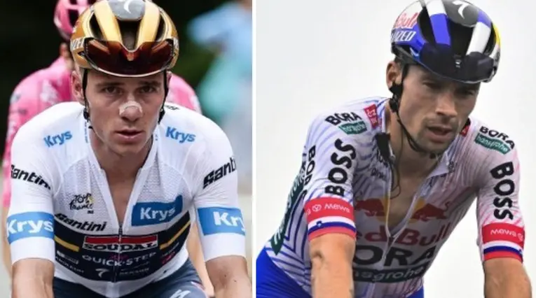 Remco Evenepoel y Primoz Roglic