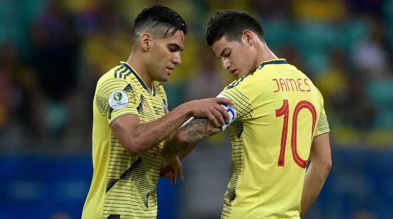 James Rodríguez y Falcao con la selección Colombia