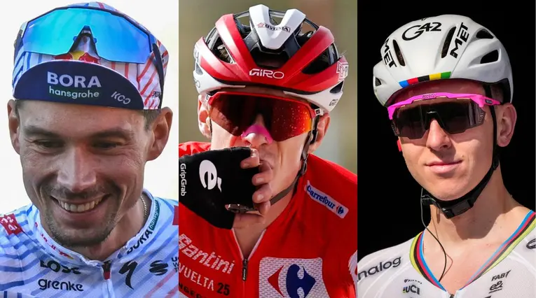 Tadej Pogacar, Jonas Vingegaard y Primoz Roglic