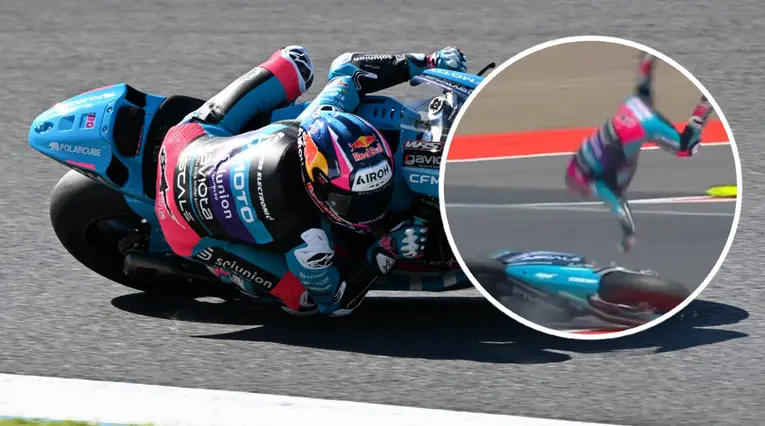 Caída de David Alonso en el Gran Premio de Indonesia