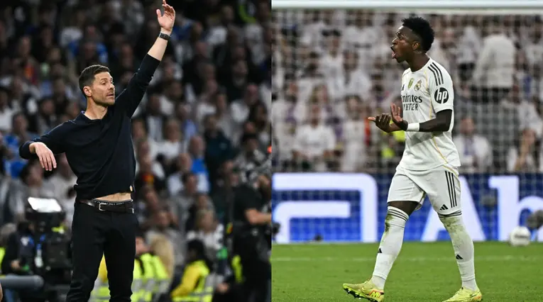 Xabi Alonso y Vinícius Júnior en el Clásico