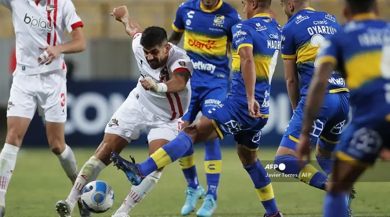 Everton de Chile en su partido frente a Estudiantes de la Plata por Copa Libertadores.