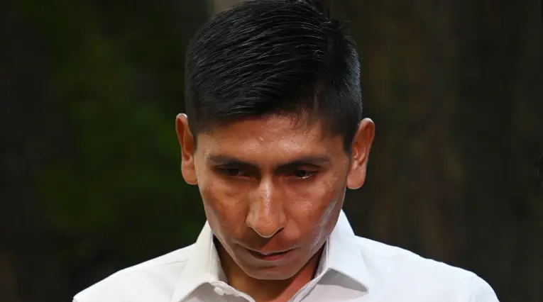 Nairo Quintana en la rueda de prensa donde anunció que no se retira