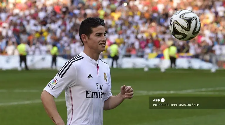 James Rodríguez en su presentación en el Reala Madrid.
