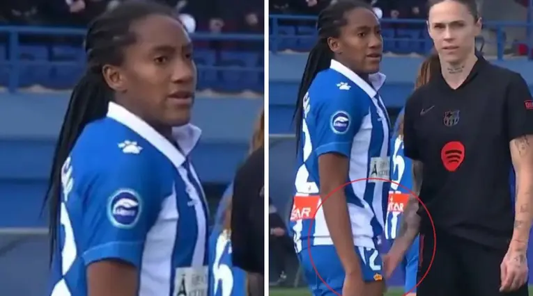 Agresión de Mapi León, jugadora del Barcelona, a la colombiana Daniela Caracas