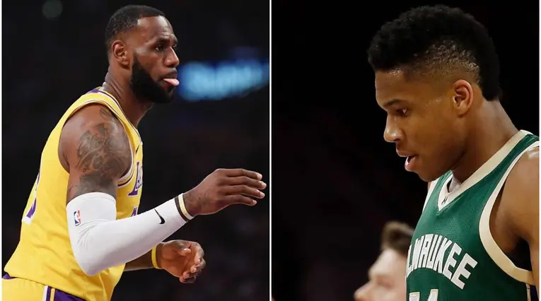 LeBron James y Giannis Antetokounmpo