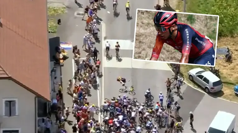 Caída de Egan Bernal en el Tour de Francia este domingo