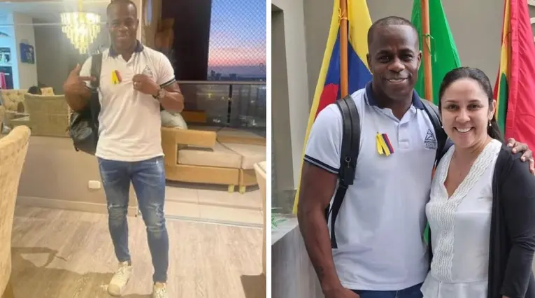 Carmelo Valencia en su izada de bandera