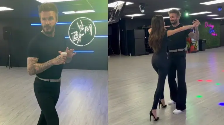 David Beckham bailando salsa